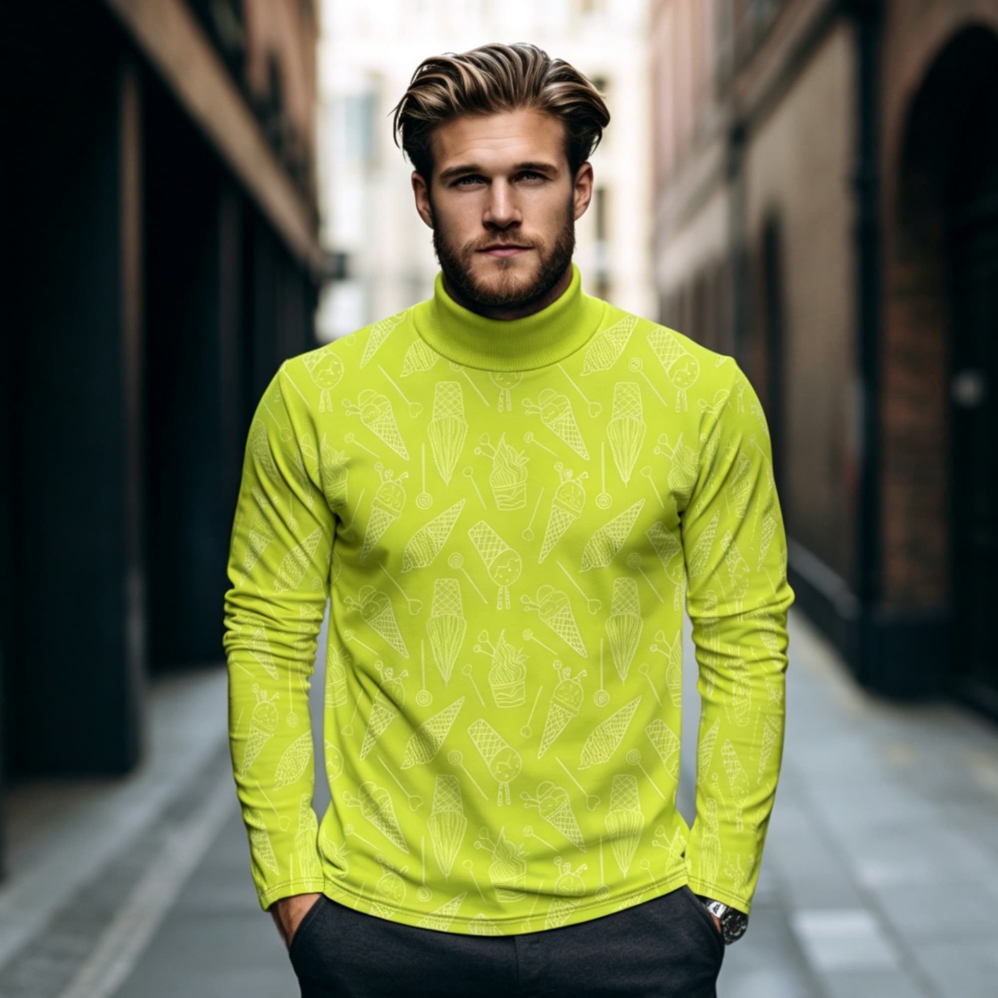 Mens Fashion Streetwear - Мужская рубашка с высоким воротником и
