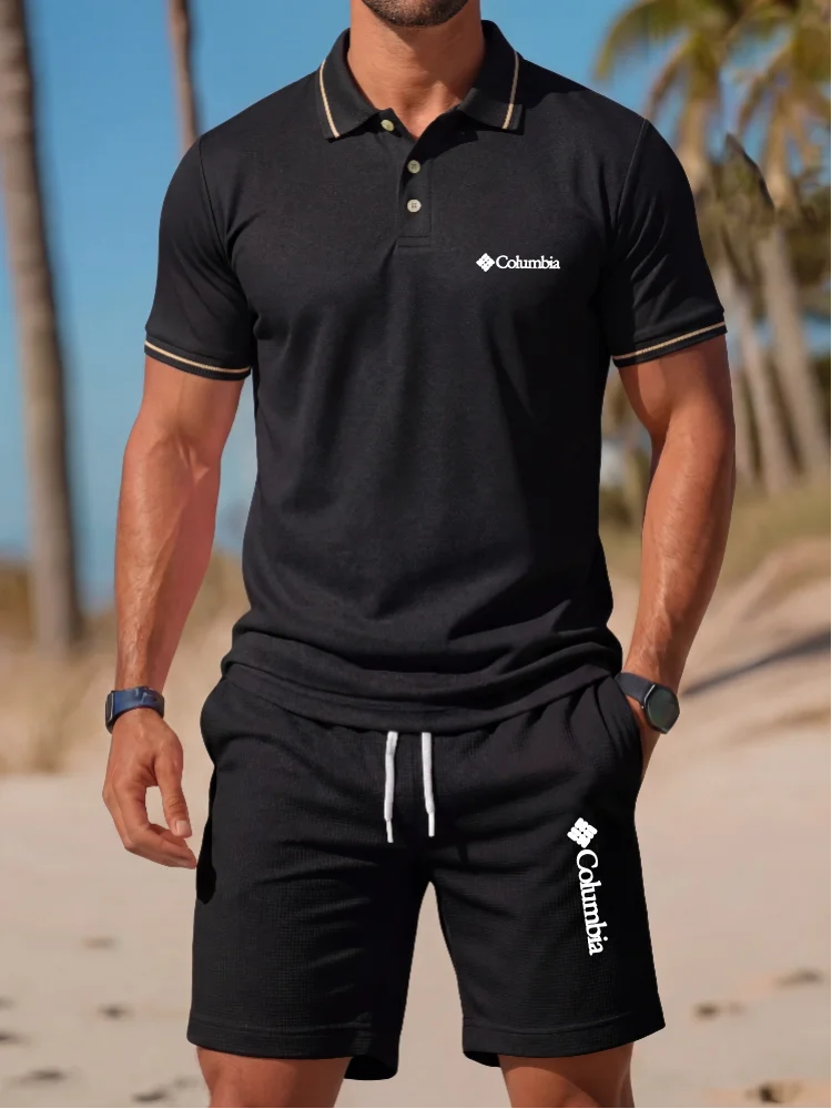 Men'S Fashion Brand - Модный мужской комплект: футболка-поло с принтом