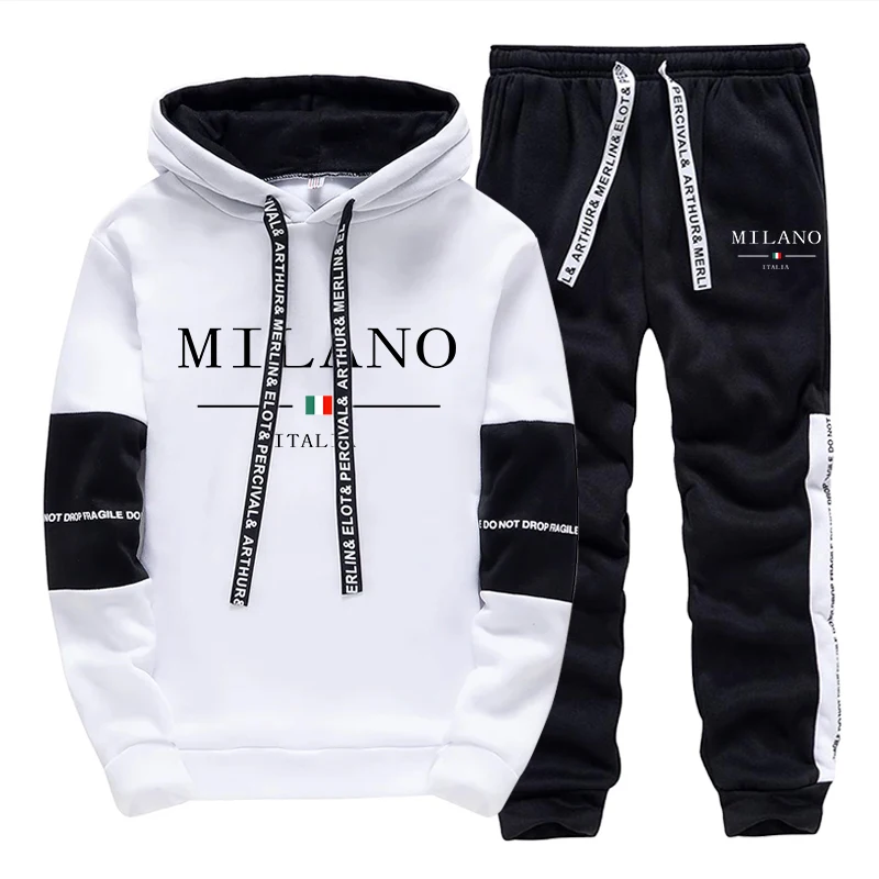 Mens Fashion Streetwear - Мужской комплект: худи и брюки. Модный