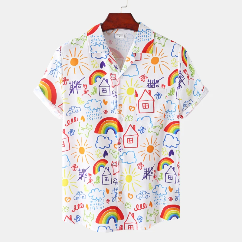 Men'S Fashion Lk - Летние радужные мужские рубашки с лацканами