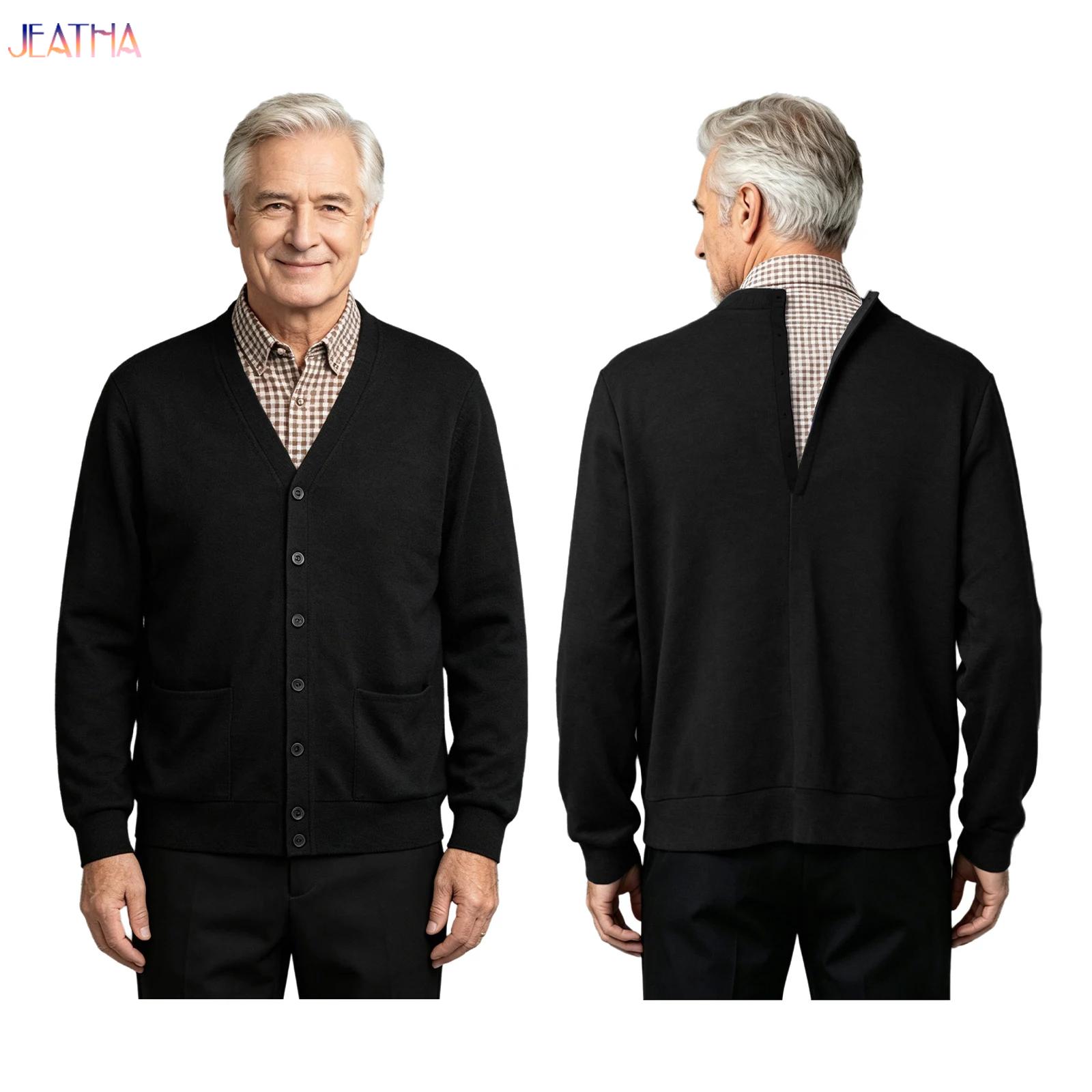 Knitted Cardigan Men - Мужской адаптивный кардиган для пожилых и