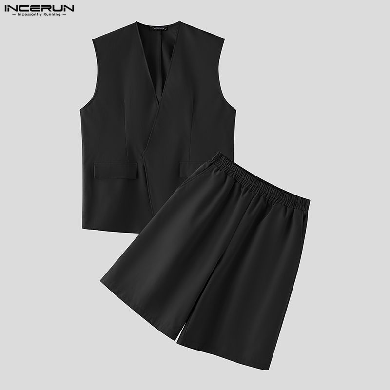 Mens Fashion Streetwear - Мужской комплект INCERUN: однотонные жилеты с