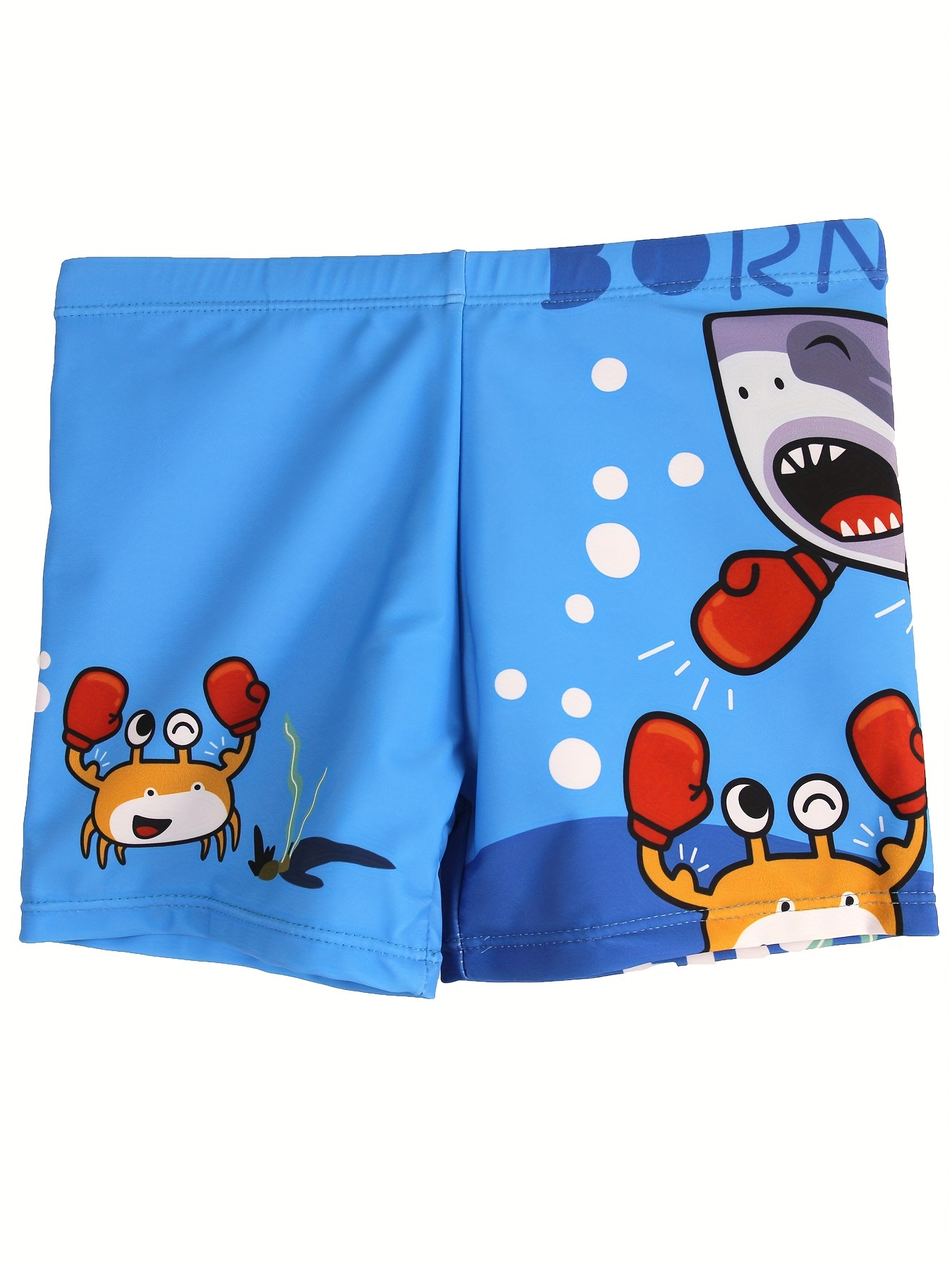 Swim Trunk Shorts - Мультяшный боксерский Краб и Акула, быстросохнущие